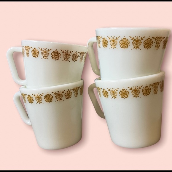 Pyrex Other - VINTAGE Pyrex Butterfly Gold milk glass mugs 4pc